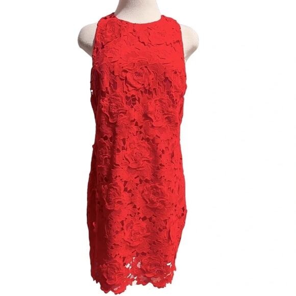 J. CREW Red Luxe lace dress SIZE 8 - Picture 3 of 5